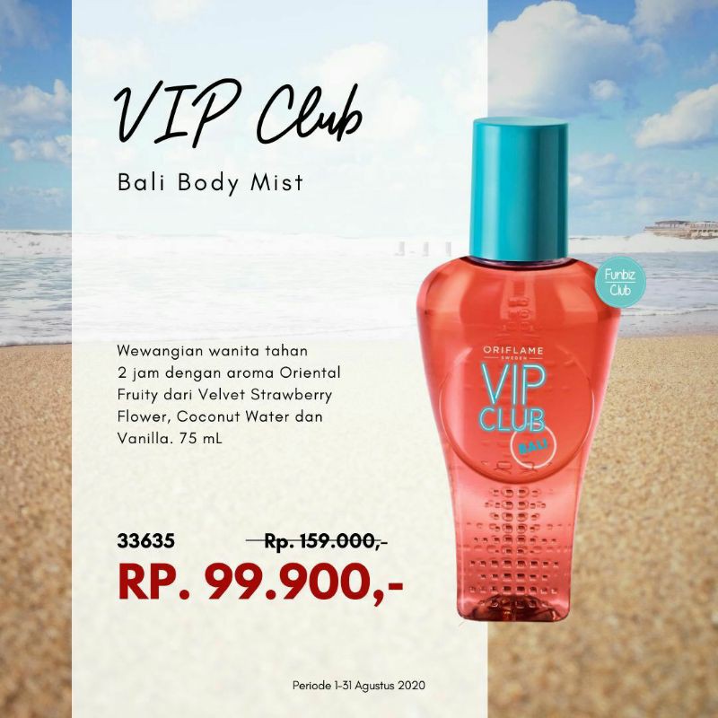 BodyMist Oriflame VIP CLUB BALI