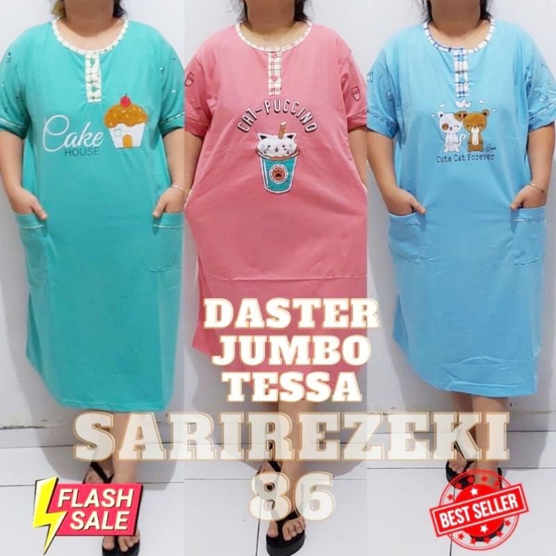 Daster Wanita Jumbo Kaos Premium Tessa,Daster Jumbo Kekinian Kaos Premium, Daster Kaos Jumbo,Daster 