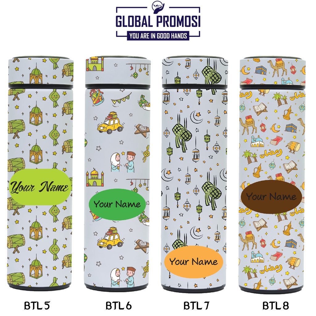 Tumbler Sakura Termos Hampers/Souvenir Tumbler/Botol Custom/Promosi Murah Print UV Motif Tema Lebaran Idul Fitri Ramadan