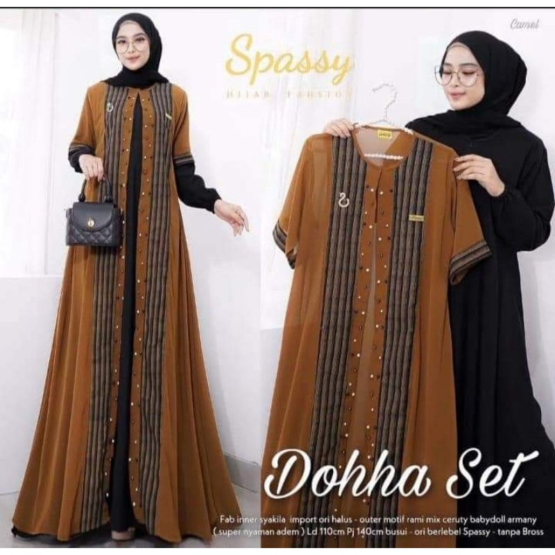 Gamis Dohha Maxi set outer 2in1 Shakila mix ceruti premium original