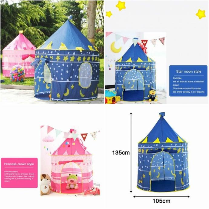 Tenda Lipat Bermain Anak PREMIUM Portabel Warna Menarik - Model Istana ary55 Ayo Beli