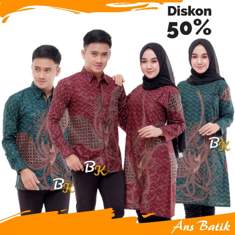 Couple Batik Tunik Modern Seragam Kerja Kantor Lengan panjang Terbaru Ans Batik