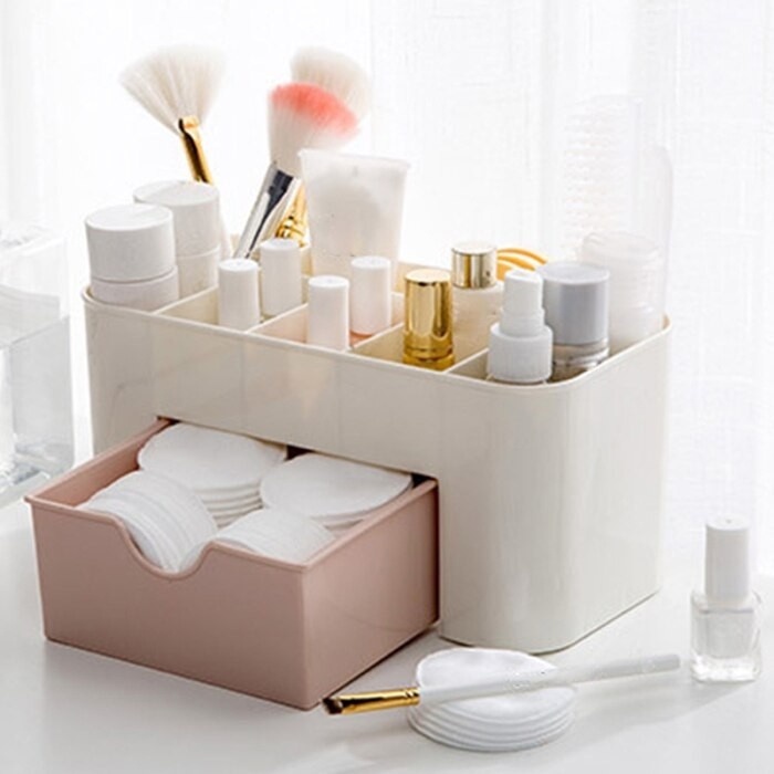 Rak Kosmetik Laci Makeup / Kotak Tempat Penyimpanan Remote TV AC Brush Make Up / Rak Organizer Plastik Wadah Perhiasan