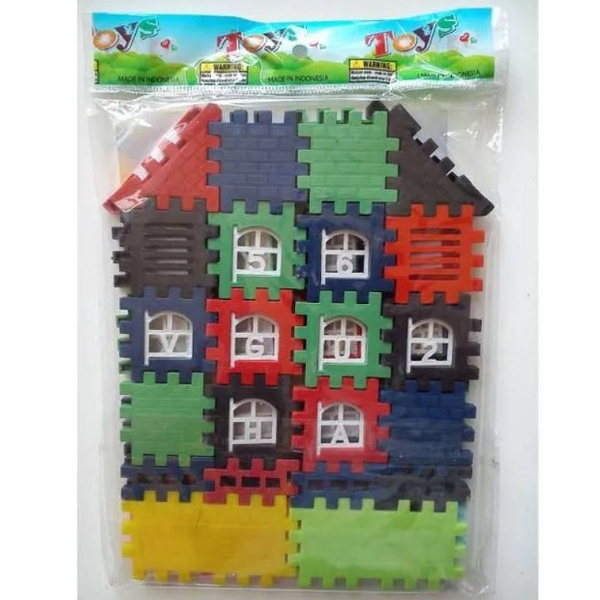 PROMO Mainan Edukasi Anak 40 PCS Puzzle Kubus Funny Block Blok Rumah Bongkar Pasang SNI