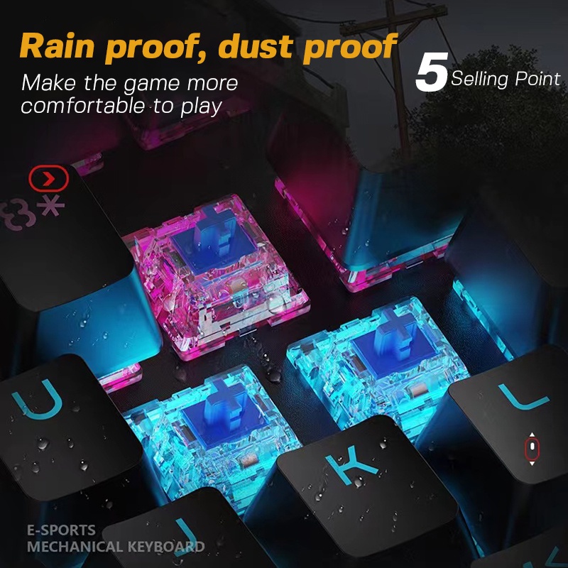 Keyboard Gaming Multimedia Mechanical keyboard 104 Keys - RGB Blue Switch-5