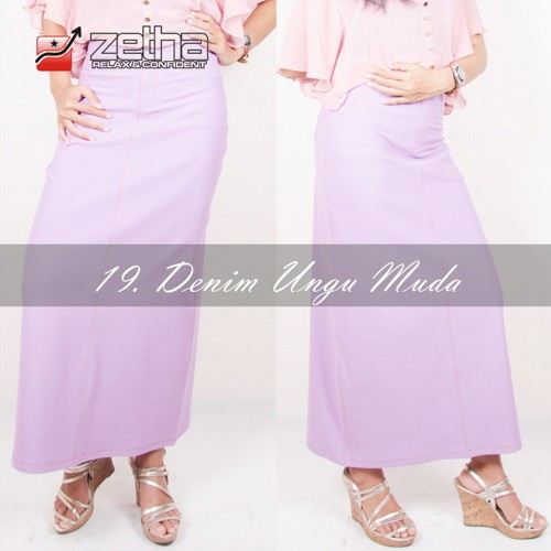 Zetha Rok Panjang A-Line Denim Ungu Muda