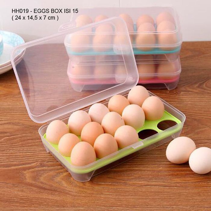 VOM Egg Box Kotak Penyimpanan Telur 15 Pcs – Tempat Telur 15 Lubang 0680