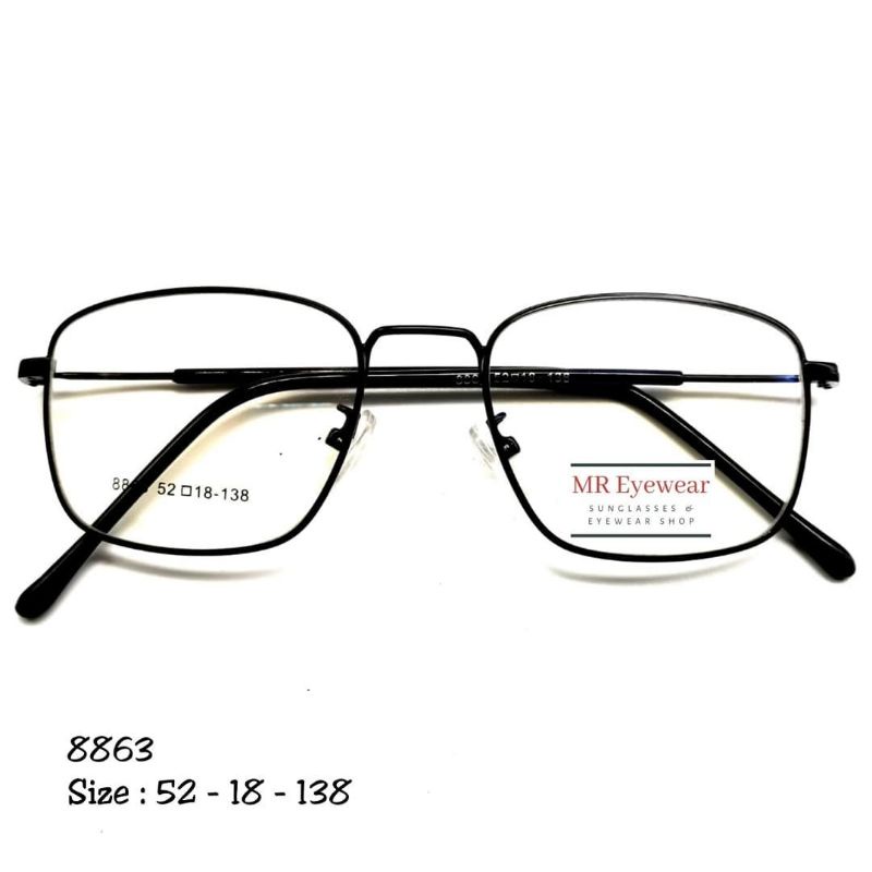 Frame Kacamata Kotak 8863 (Photochromic, Blueray, Bluechromic, Essilor)