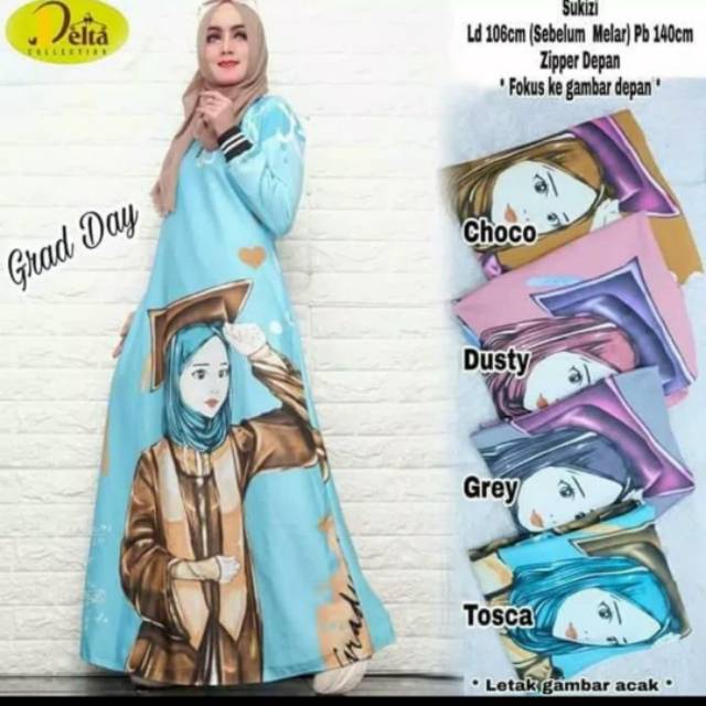 Longdress Gamis Maxy Scuba Bagus Motif Wisuda Asli Cantik Modern Simple Busui