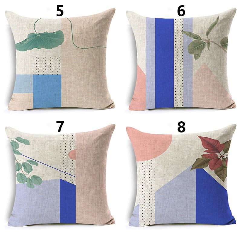  Sarung  Bantal  Sofa Bahan Linen Motif Geometris Warna  Warni  