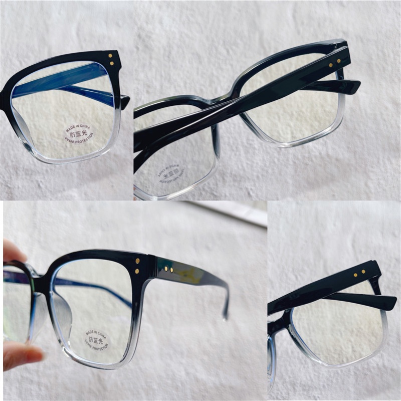 （YUZHU）COD Fashion Korea Kacamata Bingkai Persegi Kebesaran TR90 Anti Cahaya Biru Kacamata Retro untuk Wanita/Pria