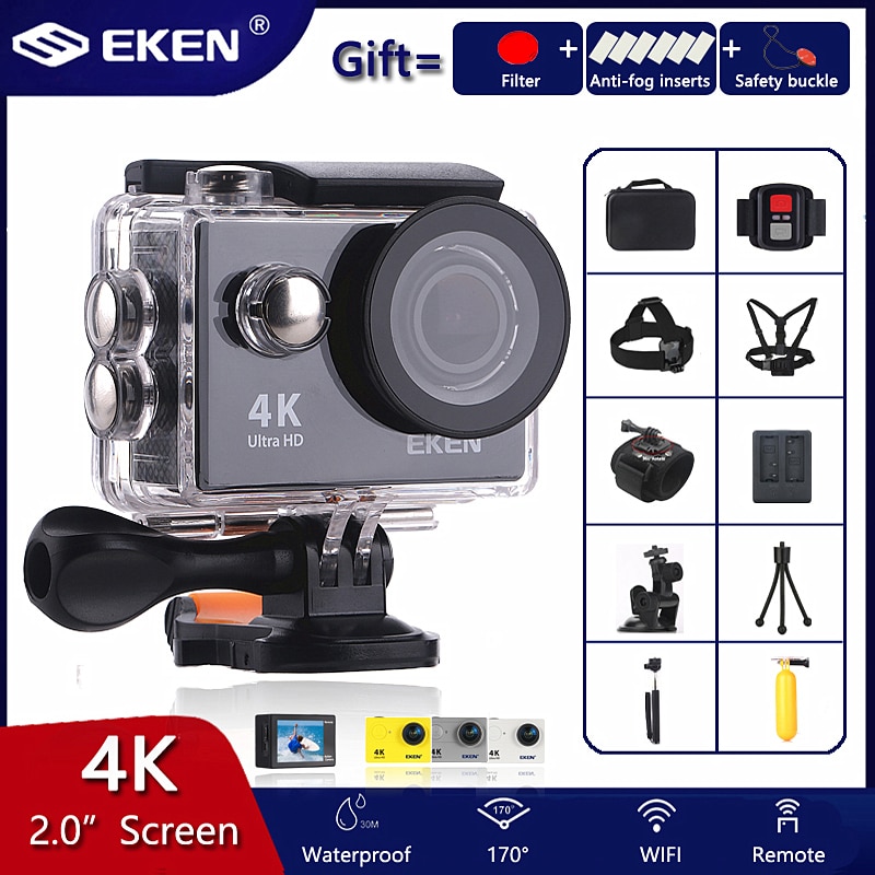 Original Eken H9 H9r Action Camera Ultra Hd 4k / 30fps Wifi 2.0" 170d Underwater Waterproof Cam Helm