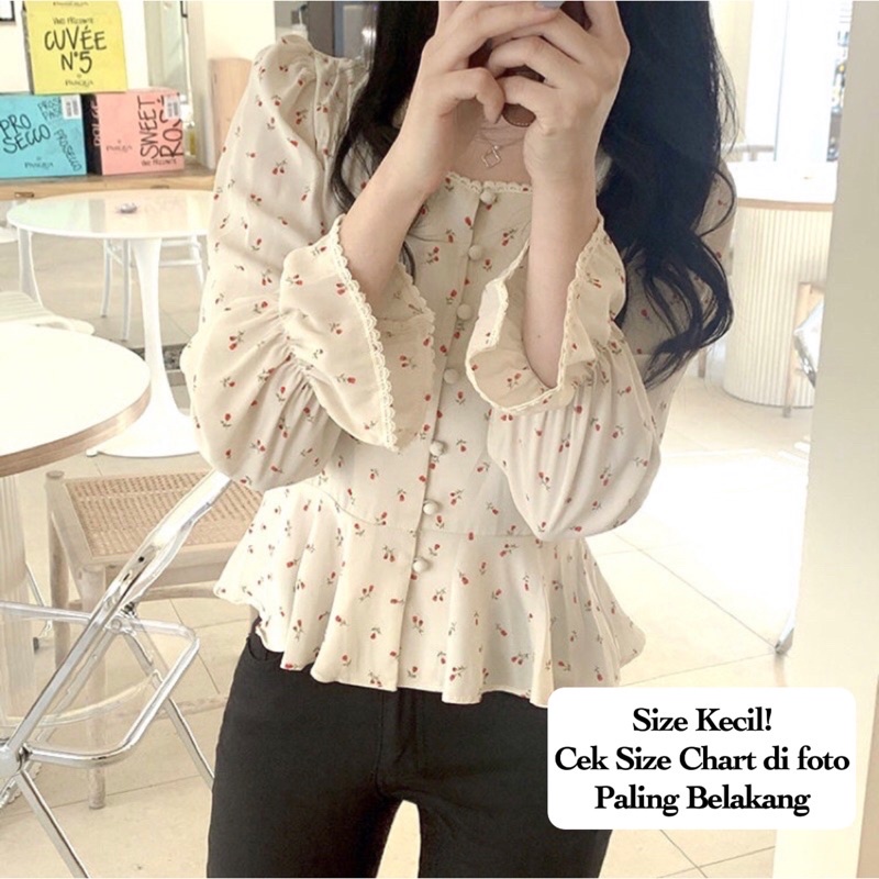 LEONNA - Bunga Blouse Wanita Atasan Kantor Kekinian Korea STYLE KASUAL