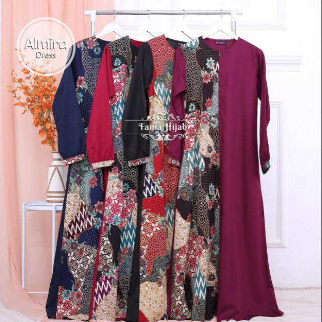 Gamis Batik Busui Almira Dress Toyobo mix Katun Jepang Stretch by Fania Hijab