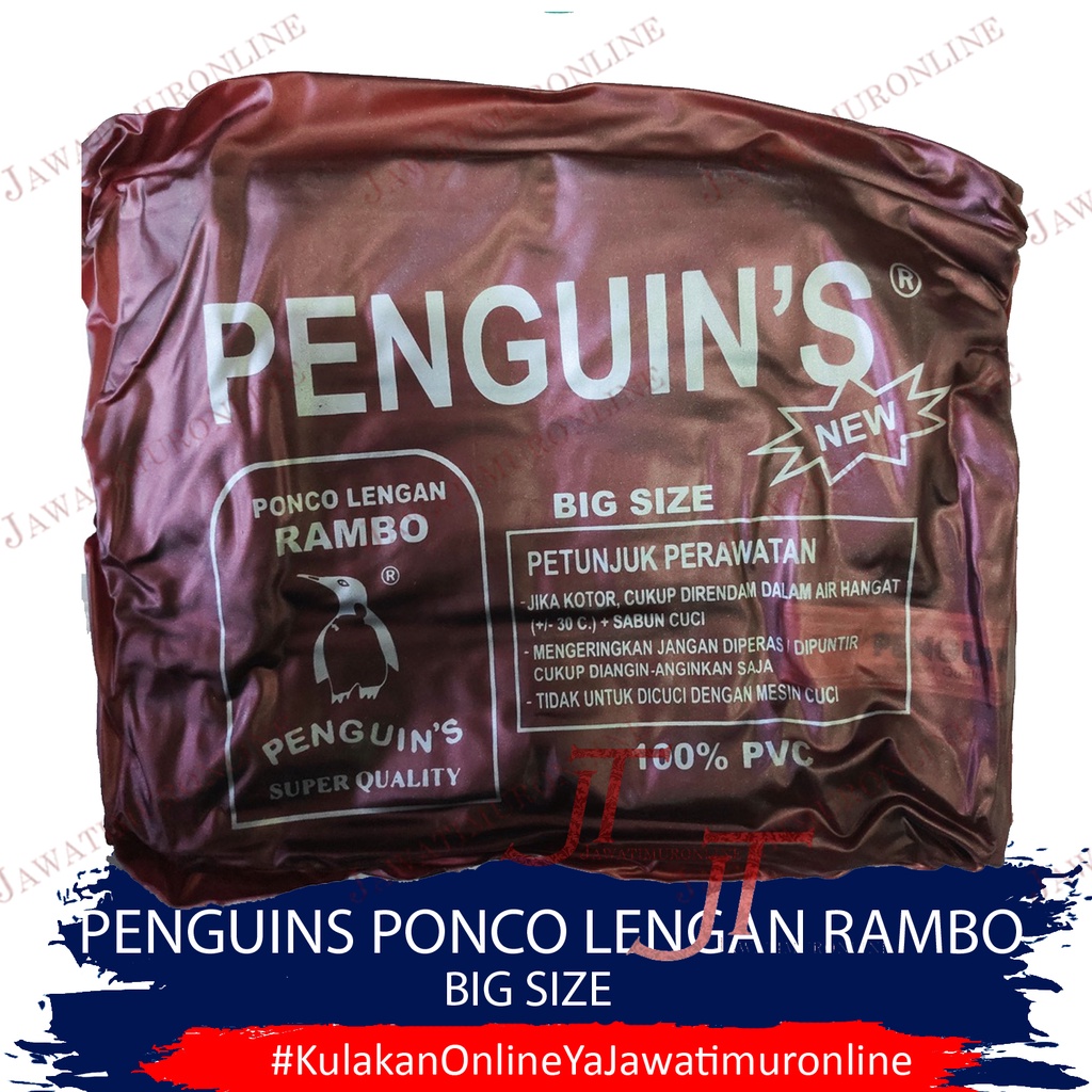 Jas Hujan Penguin Poncho Lengan Rambo Big Size