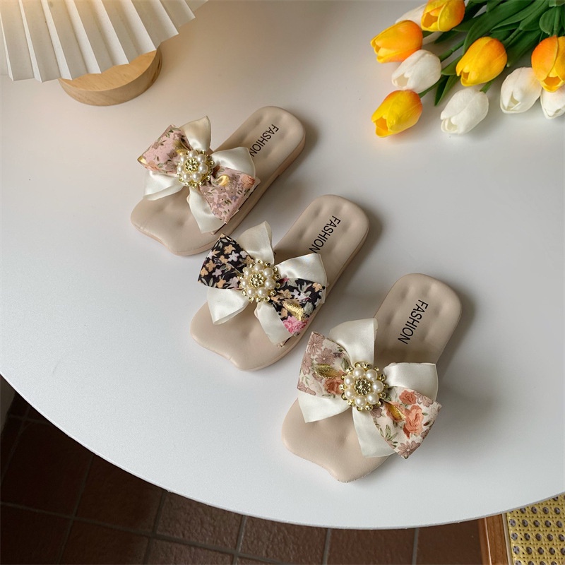 Sandal Anak Perempuan Motif Mutiara Pita Size 24-35 Import