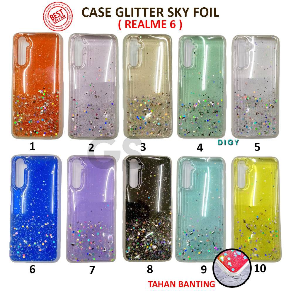 Case Import OPPO C12 C15 8 8 pro A5 / A9 2020 NARZO 30A 6 A54 4G A74 4G A8 A31  Sparkly Silver Foil Starry Sky