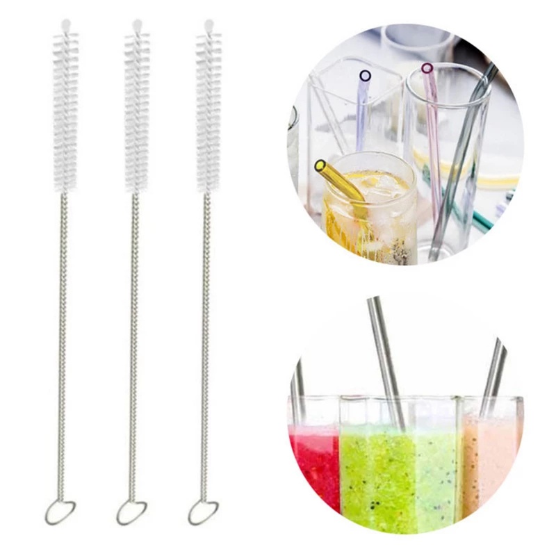 Sikat Pembersih Sedotan Bentuk Spiral Bahan Stainless Steel Reusable