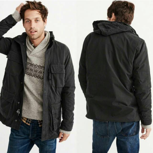 Jaket Parka Abercrombie and Fitch UTILITY PARKA JACKET Original Black