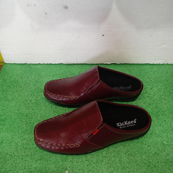 Sepatu sendal pria-sepatu selop pria santai klasik - merah maroon, 39