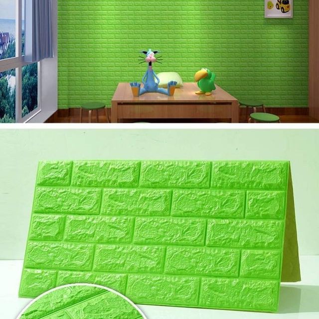 Reliza Wallpaper Dinding 3D FOAM Wallfoam 70X77 CM High Quality-Hijau