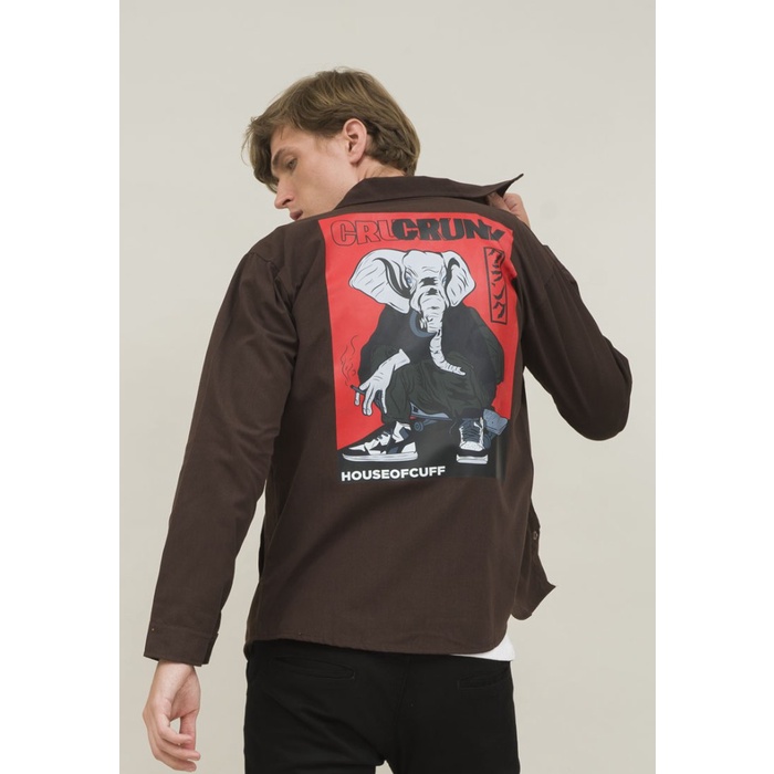 Jaket parka pria coklat kanvas trucker jacket CRUNK houseofcuff