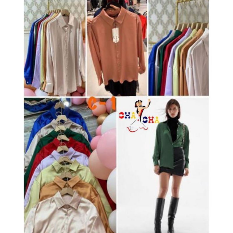 KEMEJA ZARA SATIN IMPORT