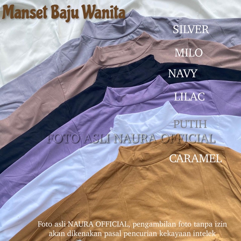 Manset Badan Lengan Panjang Kaos Wanita Krah Tinggi Lengan Panjang
