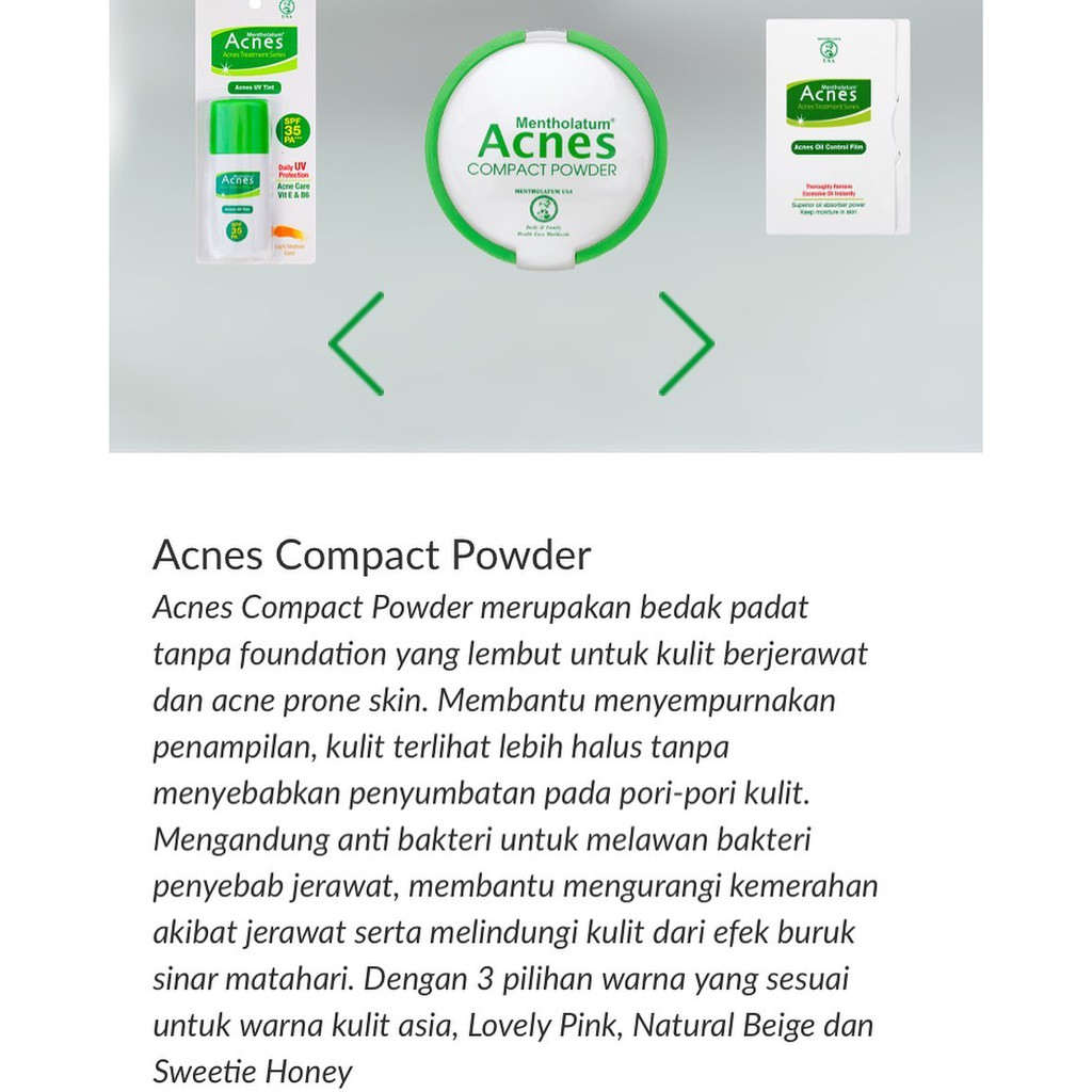 Belia Acnes Compact Powder Absorb Sebum Acne Care Bedak Padat Kulit Jerawat 14g