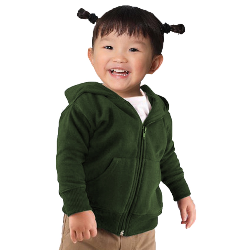 Jaket /sweater zipper hhodie/anak/ bayi balita/ bahan fleece tebal/usia 1 sampai 2 tahun/terlaris /termurah /terbaru/bandung-hijau botol