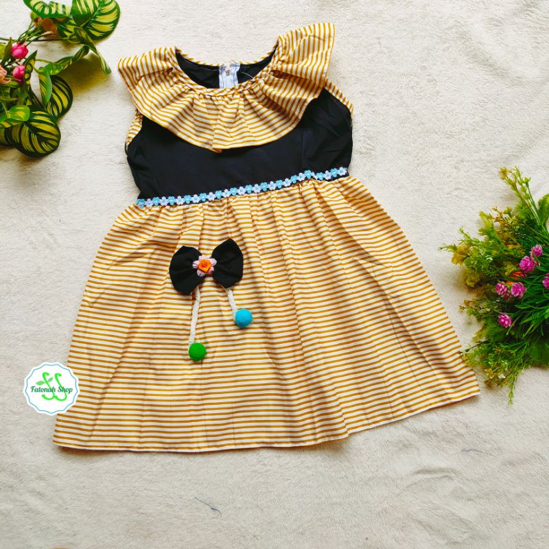 Dress Anak 1 2 tahun strip singlet Lala gaun anak cewek perempuan Fatonah Shop nana singlet ( dress nana strip )