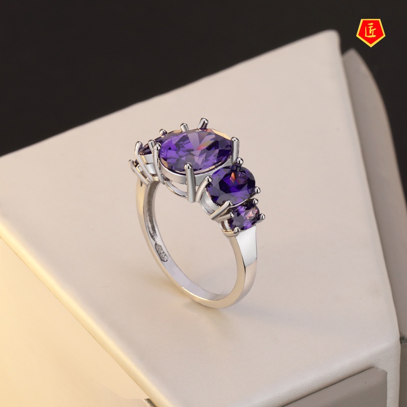 [Ready Stock]Fashion Amethyst Tourmaline Ring