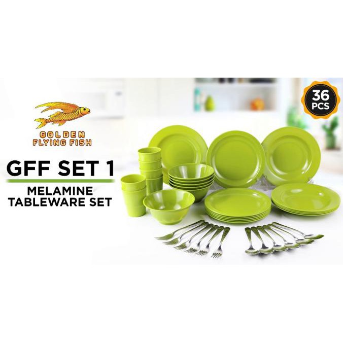 piring melamin golden dragon 36pcs set melamin set piring set murah