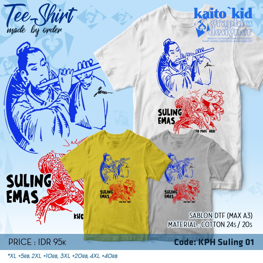 Kaos KHO PING HOO - SULING EMAS Sablon DTF Bisa Custom Design Desain Bebas