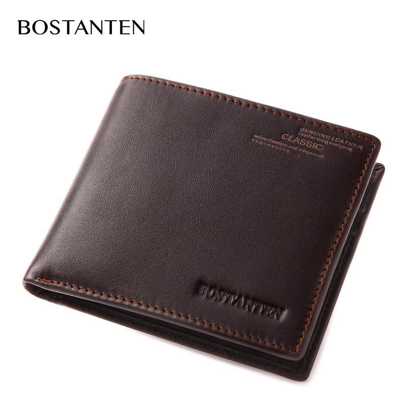 BOSTANTEN Dompet Pria Classic Kulit Sapi Asli Hitam/Coklat-Classic Coklat + BOX
