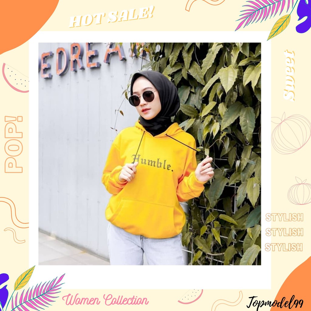 SWEATER HOODIE HUMBLE/BISA COD/Sweater Wanita-kuning