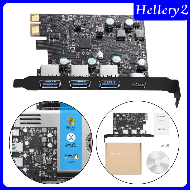 [HELLERY2] PCI-E to Type C (3), Type A (1) USB 3.0 4-Port PCI Express Expansion Card