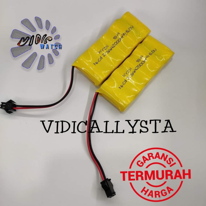 Baterai RC Ni-Cd 2/3 AA2000mAh 6.0V Socket Hitam isi 5