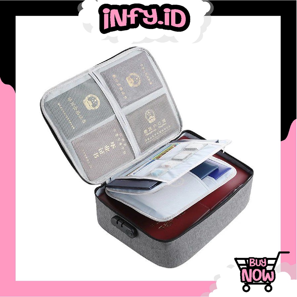 INFY -  W165 Tas Dokumen C06 Tempat Penyimpanan File Travel Bag Storage Box dengan Digit Security Lock