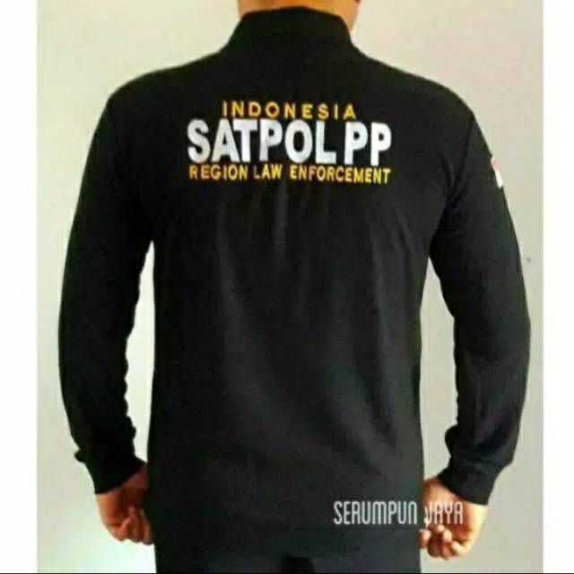 KAOS SATPOL PP XXL - HARGA KHUSUS XXL KAOS SATPOL PP LENGAN PANJANG HITAM