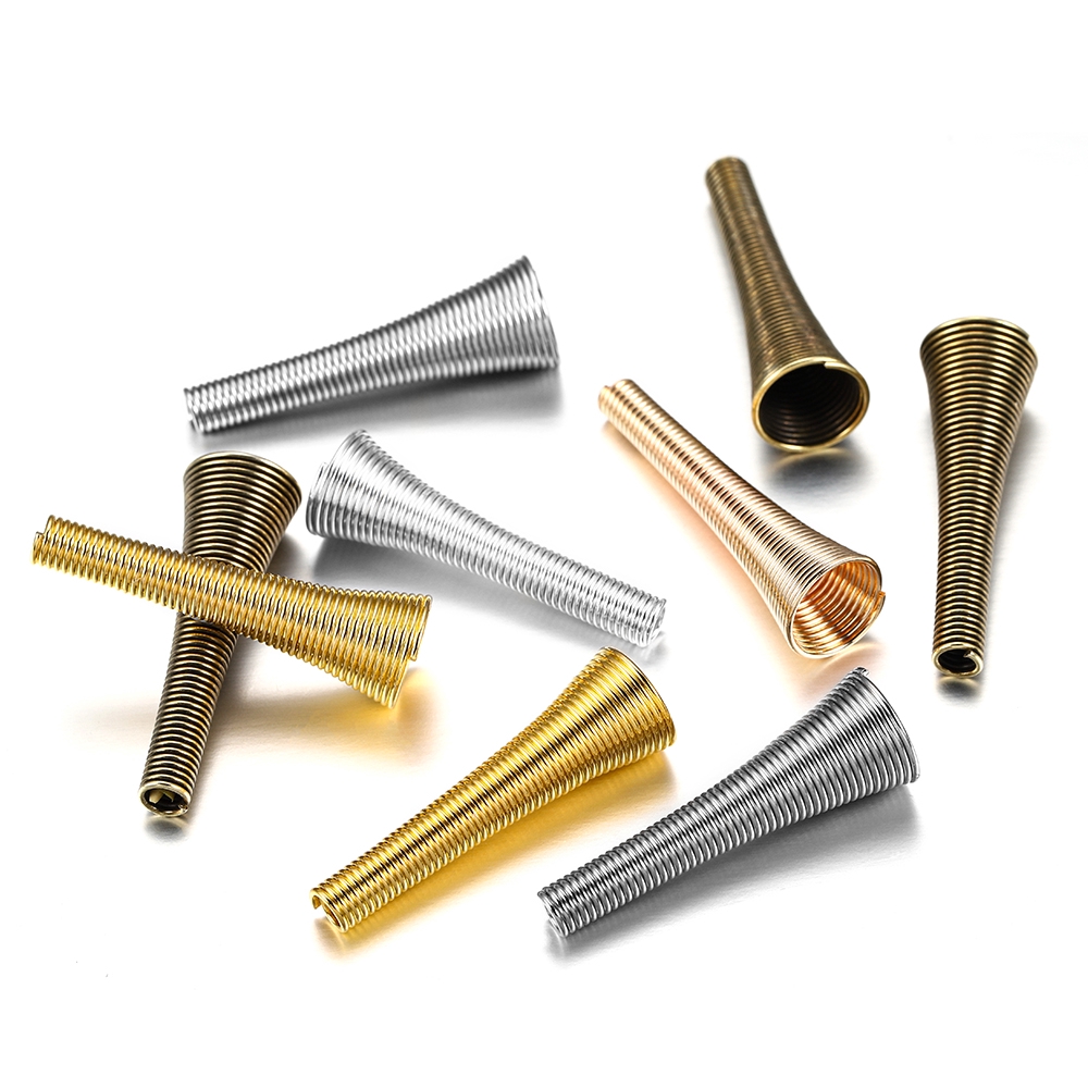 12pcs Manik-Manik Spacer Bentuk Corong Bahan Logam Untuk Membuat Perhiasan