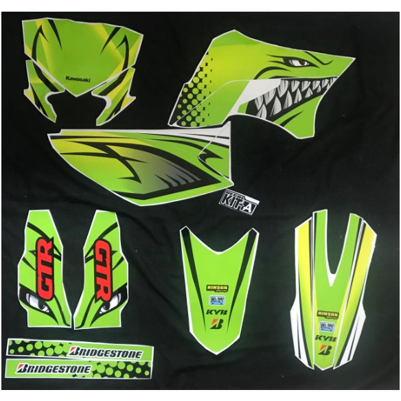 Decal Stiker Klx 150 s Shark Hiu Hijau Striping Sticker Dtracker Klx 150 a1-235