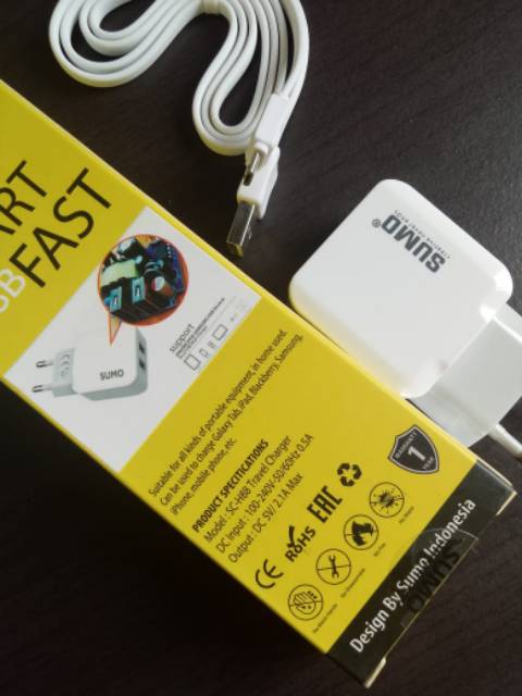 CHARGER SUMO H88 SMART CHARGER 2in1 SPEED CHARGING 2 OUTPUT USB 2.4A MICRO USB SUPPORT ANDROID &amp; iOS