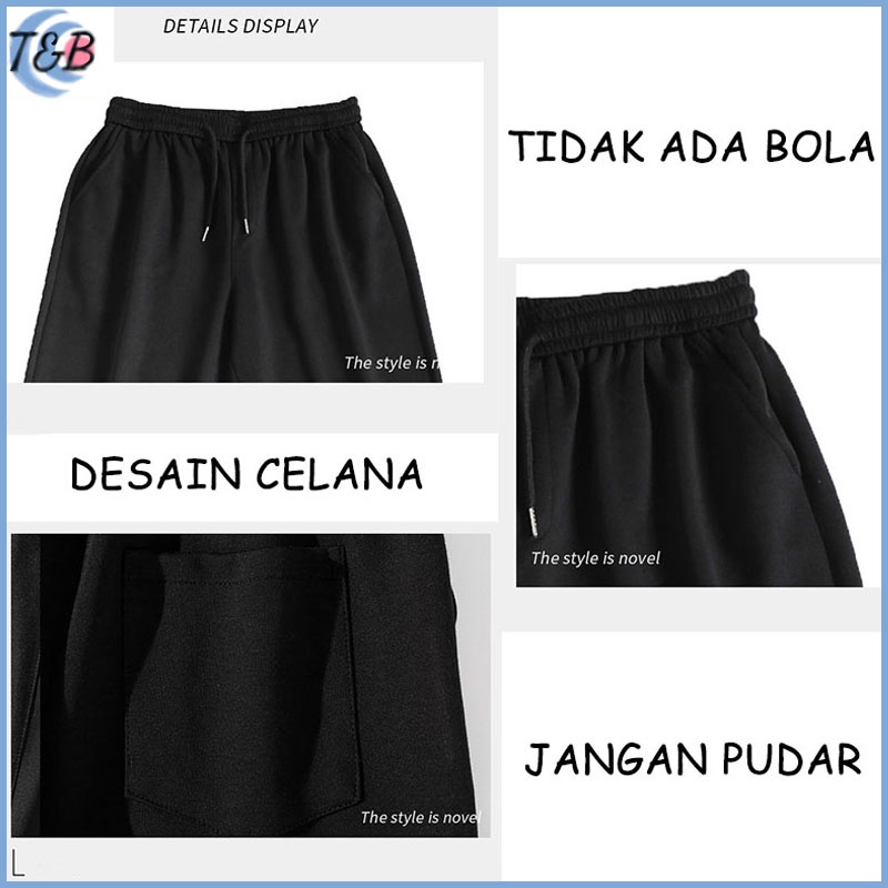 Celana loose fit pria celana korean style pria kasual stretch lebar celana olahraga panjang hitam kekinian kulot karet gelang murah pria