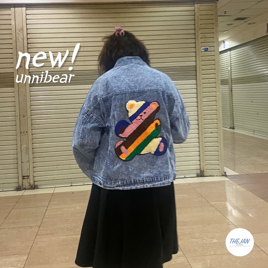 (ORIGINAL) Oversize unnibear jacket jeans wanita by Thejanclothes