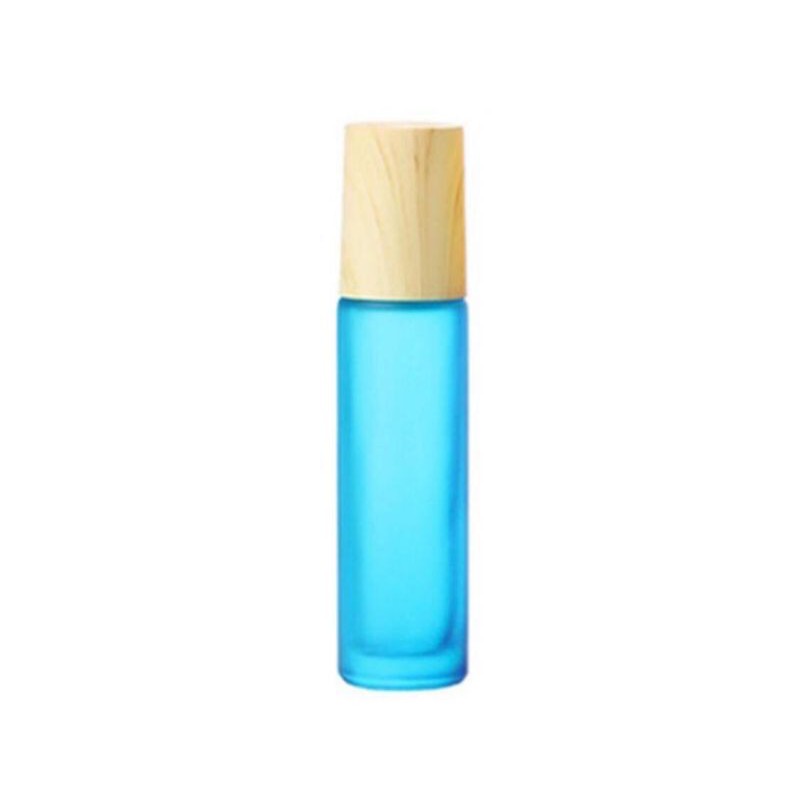 Botol Kaca Roll On 10ml Frosted TEBAL Tutup Kayu Bamboo Wood Gold Roller THICK Essential Oil