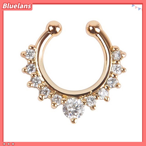 Bluelans 1 Pc U-shape Non Piercing Fake Clip On Septum Clicker Nose Ear Lip Ring Hoop