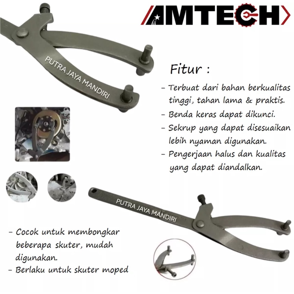 Amtech Paket Treker Cvt Tahanan Kopling Motor Matic &amp; Kunci Blok 39 x 41 Mm