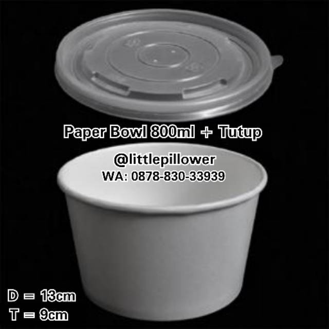 (ISI 50PCS) Paper bowl 800ml + tutup/paper bento tray/mangkok kertas/mangkuk sup