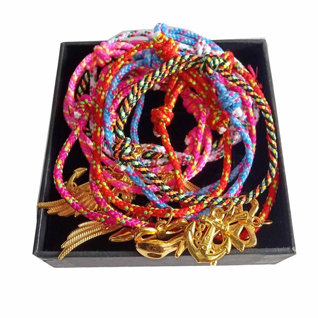 Isi 12 pcs Gelang Tangan Etnik Tali Rajut Prusik seri Liontin Sayap